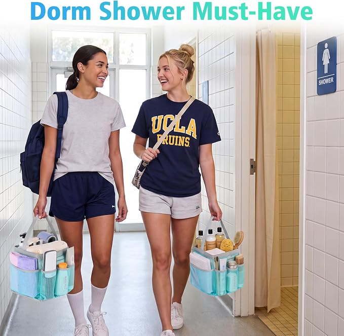 EUDELE Mesh Shower Caddy Portable, 8-Pocket Large Capacity, Quick Dry, Easy Clean, for Beach, Swimming, Gym, Travel