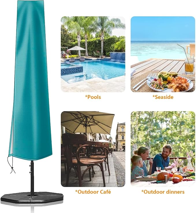OKPOW Patio Umbrella Cover Waterproof: Fit 9ft to 12ft Outdoor Umbrellas | 420D Oxford with Long Zipper, Protect Umbrella from Sun, Rain, Snow & Dust, Helping Extend Outdoor Umbrella's Life