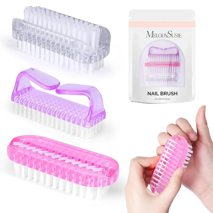 Melodysusie All in One Nail Brush Set, 3 Pack Nail Brushes for Cleaning Fingernails, Nail Dust Brush and Cleaner Scrubbing Set Manicure Pedicure Tools for Men and Women
