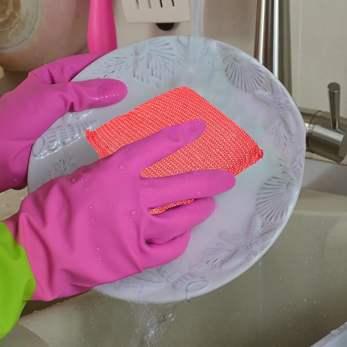 ULTECHNOVO 12pcs Scratch-Free Dish Scrubber Sponge for Kitchen Use with Flexible Nylon Material and Sturdy Sponge Construction, for Washing Dishes and Cleaning Hard Surfaces Efficiently
