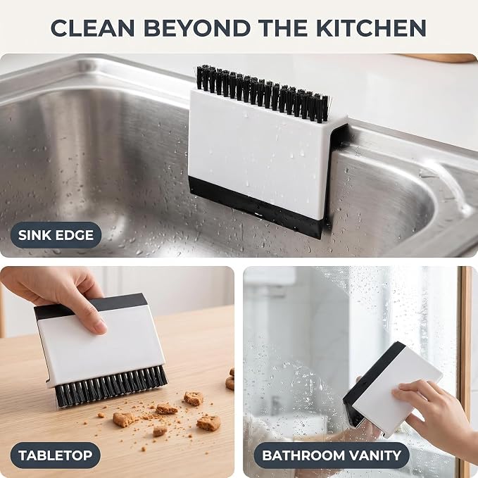 2 Pcs Black Kitchen Sink Squeegee Cleaner Countertop Brush Wiper Vegetable Cleaning Brush Wiper Home Kitchen Tool Accessories Fruit and Vegetable Cleaning Brushes