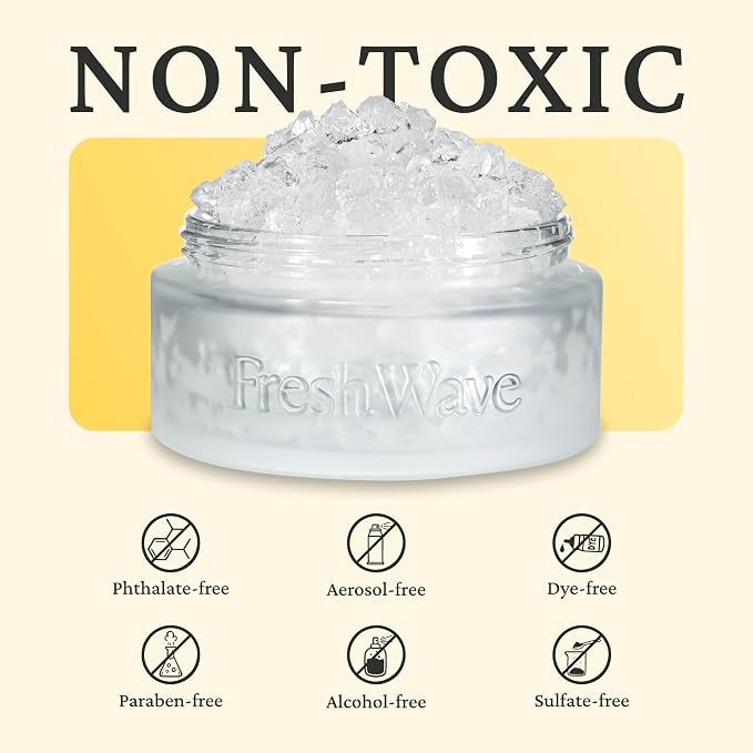 Fresh Wave Odor Removing Gel 4-Pack Glass Jar & 63oz Refill, Lemon | Refills 7oz gel up to 9 times or 15oz up to 4 times. Gel odor eliminator for bathroom, closet, or garage. No plug-in.