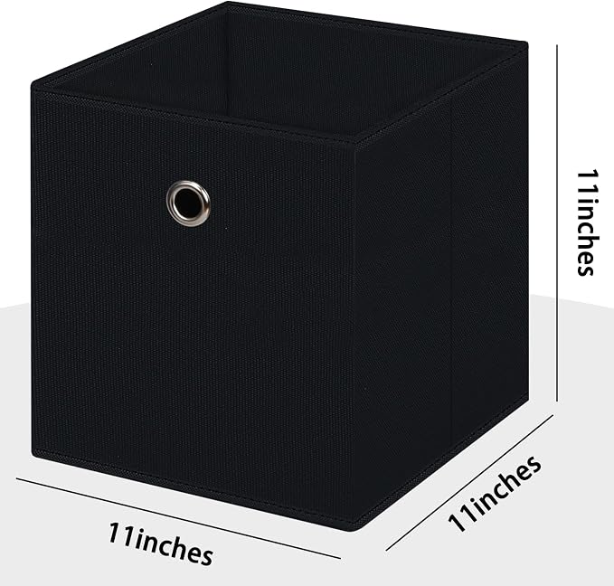 Foldable Storage Cubes Bins ,11 Inch Cloth Storage Cube Fabric Storage Box Cubes Organizer Baskets with Handles for Home Organizer Set of 10 (Black)