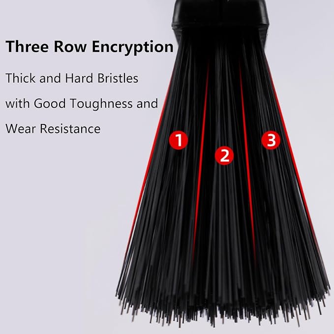 Heavy Duty Broom, Commercial Push Broom with Stainless Steel Handle, Outdoor Broom for Warehouses and Outdoor Areas(Black,50cm)