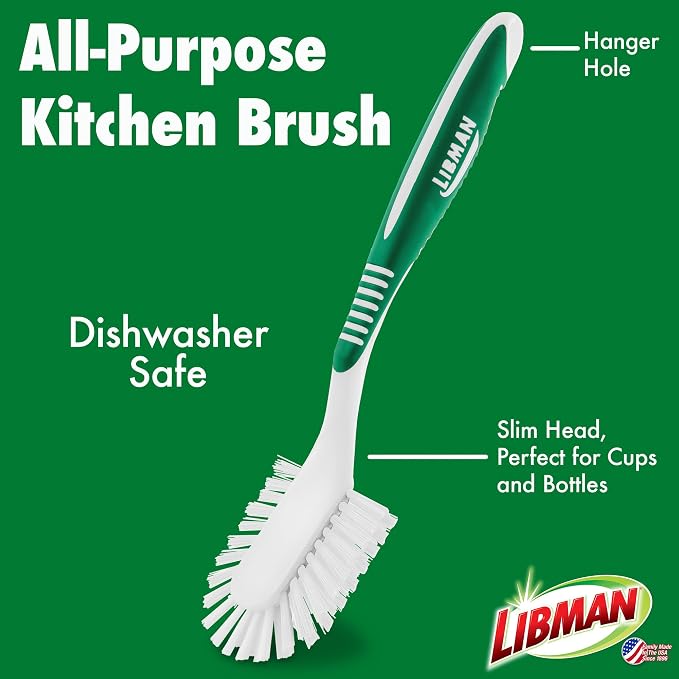 Libman All-Purpose Kitchen Brush, Dishwasher Safe, 6 Pack | All-purpose kitchen scrub brush; case pack of 6.