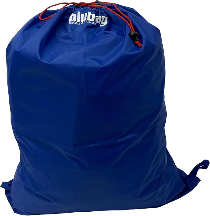 blubag Reusable Recycling Bag, 30-Gal Tall Utility, basic edition – Paracord Drawstring, Cinch Hardware, Dump Handle, 1-Pack