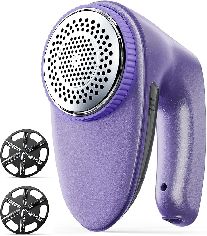 Bymore Fabric Shaver, Lint Shaver, Sweater Shaver for Clothes, Purple | Large 65mm head and six-leaf blades cover more area in fewer passes for fast, even care on sweaters, couches and furniture