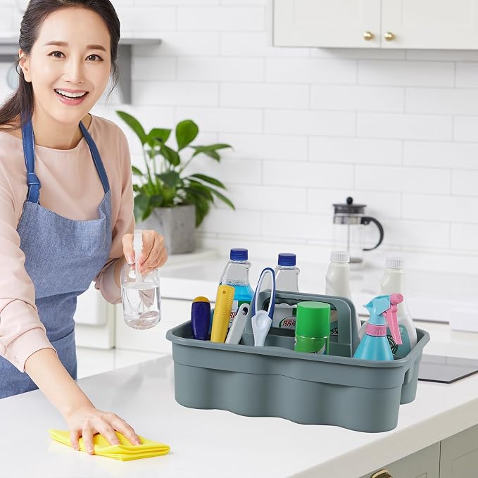 Plastic Cleaning Supply Caddy with Handle, Carry Caddy Tote, 6-Pack | Commercial Clean Caddies for Restaurants, Hotels, Offices, Supermarkets