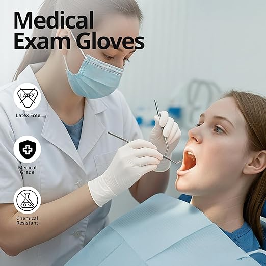 SwiftGrip Disposable Nitrile Exam Gloves, 3-mil, XL, Case of 1000, White Nitrile Gloves Disposable Latex Free for Medical, Cleaning, Cooking & Esthetician, Food-Safe, Powder-Free, Non-Sterile