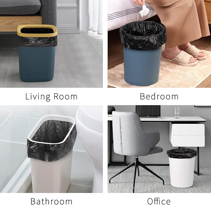 Trash Bags, Garbage Bags, 150 Count 4 Gallon [Extra Thick][Leak Proof] Rubbish Bags Wastebasket Bin Liners for Home Office Trash Can Black