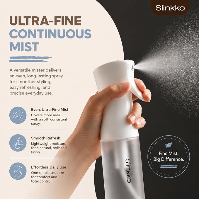 Continuous Spray Bottle for Hair - 150ml Matte White Ultra Fine Continuous Mist Spray Bottle - Refillable Mini Water Spray Bottle for Hair Salon Styling & Plant Misters for Inside