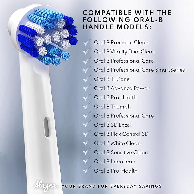 Alayna Toothbrush Heads Compatible with Oral-B, Precision Style, 16 Pack | Replacement Brush Head Refills Compatible with Braun Oral-B Pro 1000, 3000, 5000, 7000, 8000, 9600 and Most Click-On Handles