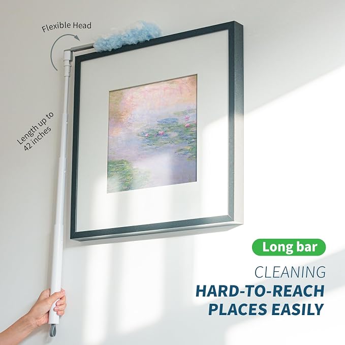 oshang Disposable Heavy Duty Duster Refills, 12 Pack | 43" Extendable Handle, Compatible with Swiffer, For Ceiling Fans, Blinds, Furniture, High Corners