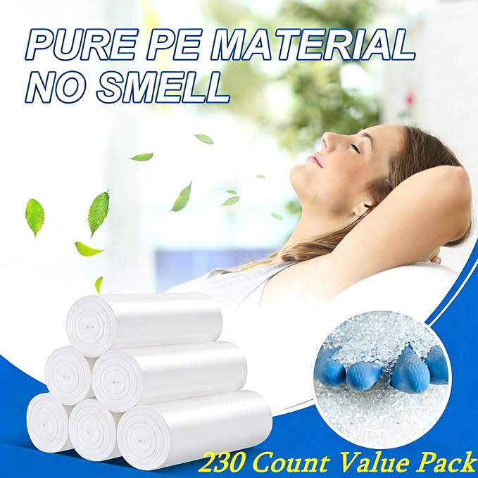 4 Gallon Trash Bags, 230 Counts Flexible & Durable Small Garbage Bags 24 x 19" Extra Thick Sturdy Trash Bag, Unscented & Easy Tearing 4-6 Gal Can Bin Plastic Bags for Home Office Kitchen Bathroom