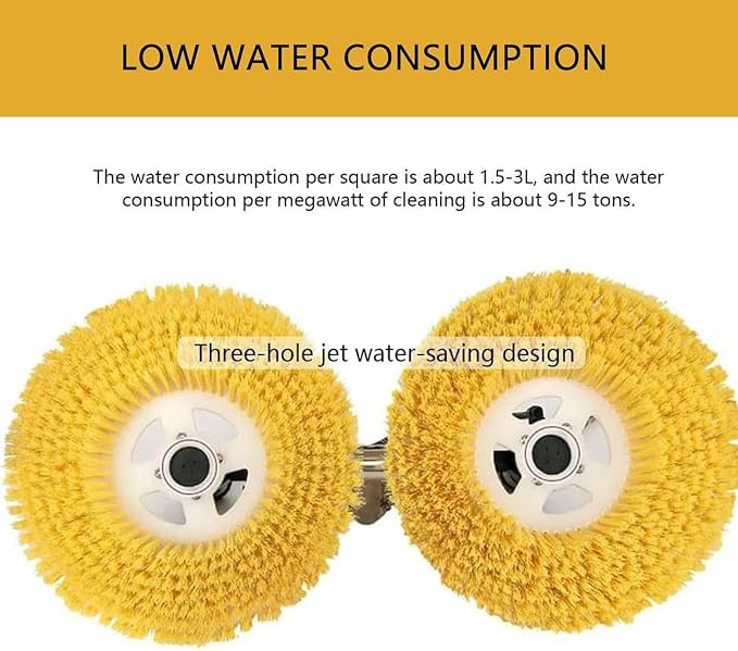 Solar Panel Cleaning Rotating Brush, 70cm Dual Head Photovoltaic and Solar Panels Water Fed Brush 110V Electric Spin Scrubber Adjustable Water Fed Pole Cleaning Kit for Window Glass,3M/9.84FT