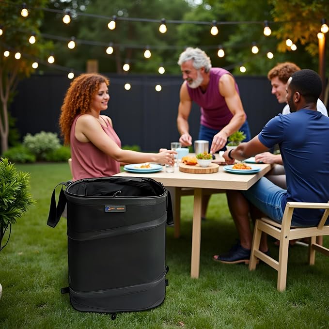 YUDI & GARDEN 19 Gallon Square Collapsible Yard Waste Bin | Collapsible Trash Can for Collecting Weeds, Leaf, Yard, Camping and Party Waste
