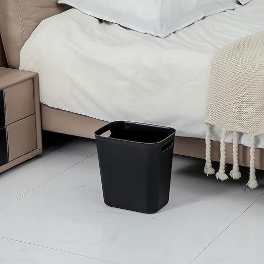 Plastic Small Bathroom Trash Can Wastebasket, 3.5 Gallon, Black, 3 Pack | Compact Sturdy Garbage Can for Bathroom, Laundry Room, Kitchen, Office, Kids Room, Dorm, Durable, Easy to Clean