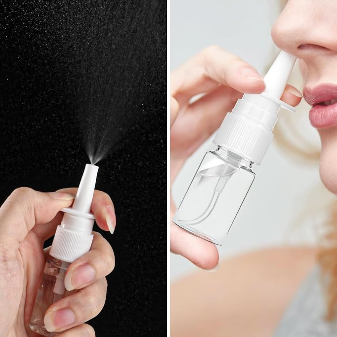 Larrel 6 PCS Nasal Spray Bottle, Small Portable Nose Spray Bottle Plastic Refillable Nasal Sprayer Container Rhinitis Care Sprayer for Home-Made Saline Nasal Perfume (Clear) 10ml