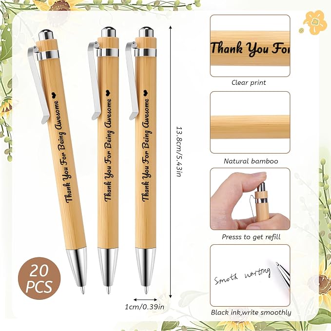 20 Sets Employee Appreciation Gifts Bulk Inspirational Spiral Notebook Journal with Sticky Notes Bamboo Pen Back to School Gifts for Students Teacher Nurse Coworker Office Team Housekeeping Staff