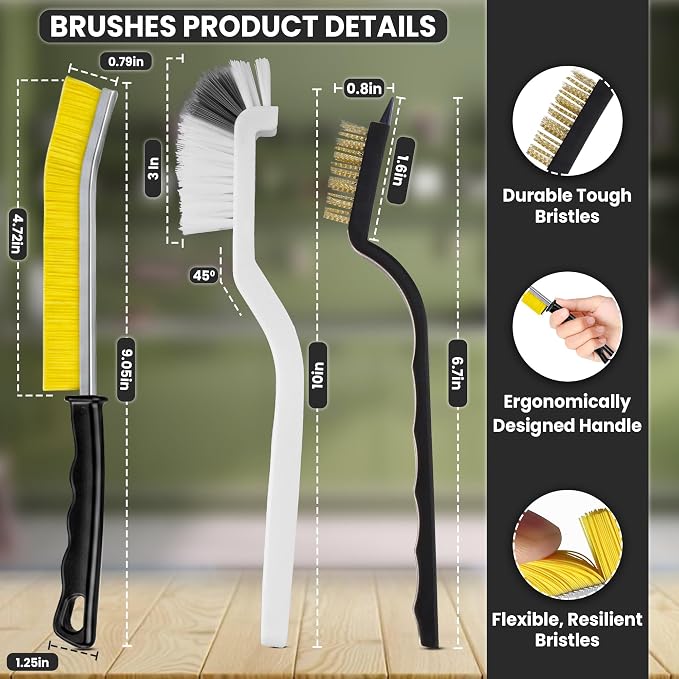 8 Pcs Crevice Cleaning Brush Set Hard Bristle Tools for Narrow Spaces | Multi-Purpose Grout Brush for Bathroom, Shower, Window Tracks & Kitchen Cleaning, Ideal for Gaps, Grooves and Tight Areas.
