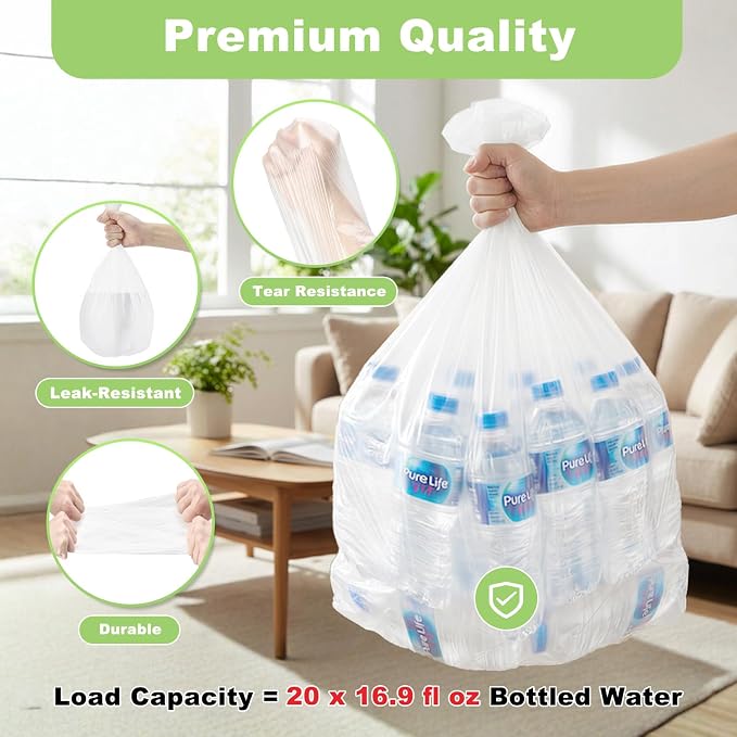 Delxo Small Trash Bags 4 Gallon, Clear Unscented Bathroom Trash Bags | 17.7 x 19.6" Small Garbage Bags for Bathroom, Bedroom, Office, Kitchen, Plastic Trash Can Liners, 100 Count