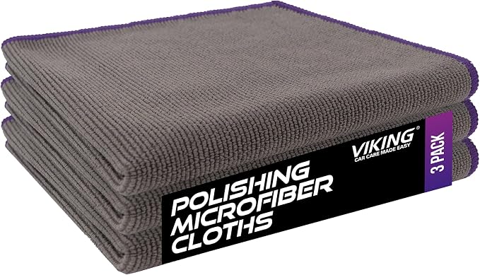 VIKING Microfiber Cleaning Cloth for Car Wax Removal, 16 x 16 Inch, 3 Pack | Polishing Towels for Removal of Car Wax and Polishing Compound, Car Detailing Kit