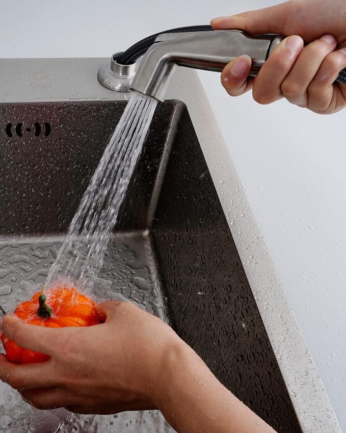 Universal Sink Spray Attachment with Braided Hose Set, Brushed Nickel | NSF/ANSI/CAN 372 Certified, Quick Side Connector Compatible with Moen Faucet Sprayer Head, Kitchen Sink Faucet Attachment
