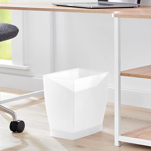 iDesign Small Plastic Bathroom Trash Can, Clear Frost | Slim Rectangle, For Bedroom, For Office, For Dorm