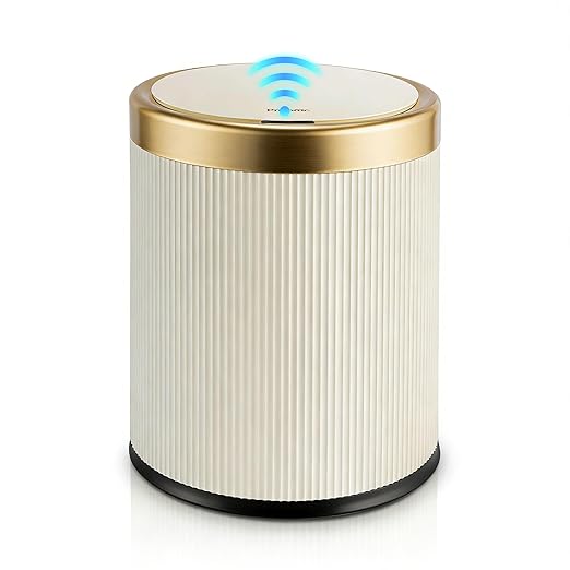 Pukomc Automatic Motion Sensor Trash Can with Lid | 3.5 Gallon Touchless Trash Bin,White Plastic Wastebasket,Smart Garbage Can for Bedroom,Office,Dorm