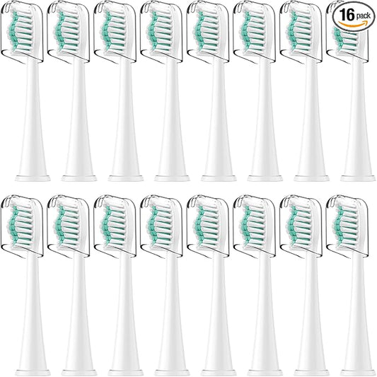 Toothbrush Heads for Philips Sonicare Replacement Brush Heads with Protective Cover Soft Dupont Bristles Electric Toothbrush Replacement Heads for Oral Health, 16 Pack