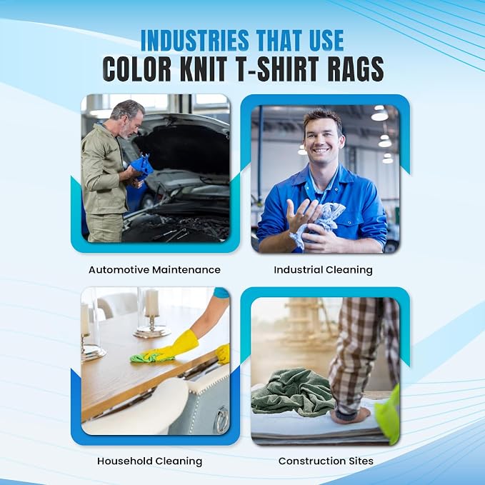 Recycled Multicolored Knit T-Shirt Cleaning Cloths, 2 lb Bag of Rags, Reusable & Multipurpose Cotton Rags for Wiping, Dusting, Polishing, Staining, Paint Spill Cleanup, and Home Use