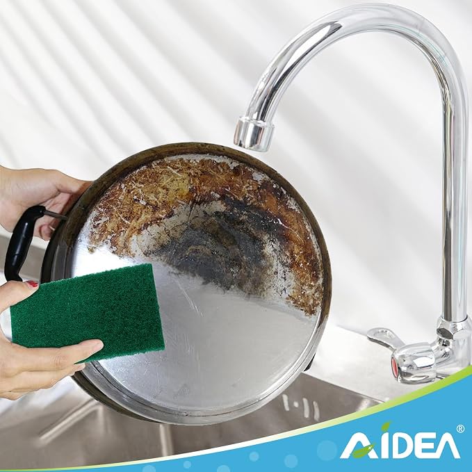 AIDEA Heavy Duty Scouring Pads, Dish Scrubber Pads for Household and Kitchen, Multipurpose Scour Pads for Cleaning, 24 Pack, 5.5in*3.5in