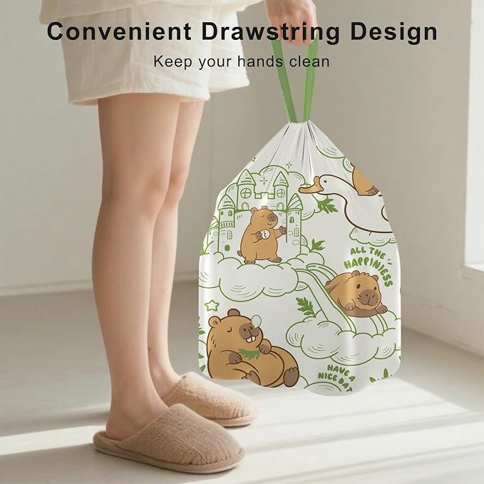 4 Gallon Drawstring Small Kitchen Trash Bags - 50 Counts | 4G Small Garbage Bags for Kitchen, Trash Can Liners, Leakproof ,Odor Control, Resists Leaks, Punctures, Rips