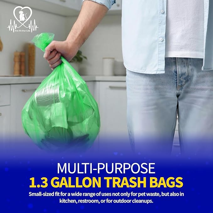 Pet Fit For Life 1.3 Gal Leak-Proof Wastebasket Liners, 30 Count - Small | 10 Leak-Resistant Small Trash Bags for Dog Droppings, Home, Office & Restroom Waste Disposal and Cleanup for Daily Use
