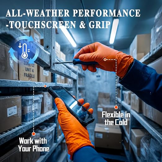 10 Mil Heavy Duty Industrial Nitrile Gloves, Orange Medium 500 Ct | 500 Ct Diamond Texture, Disposable Latex Free Rubber Gloves for Auto Repair,Workshop,Warehouses,Chemical Handling Industrial
