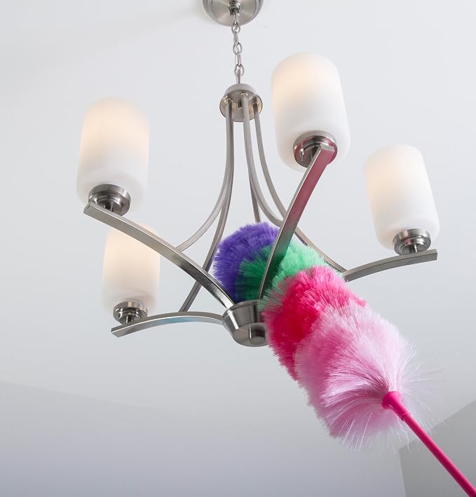 Kitchen + Home Large Static Duster - 27" Inch Electrostatic Feather Duster attracts dust Like a Magnet! - Peacock