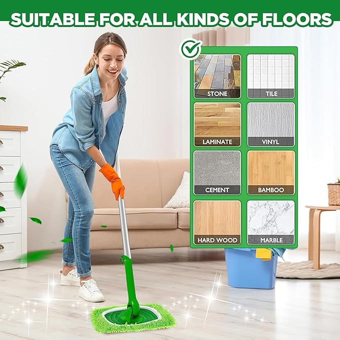 4PCS Reusable Microfiber Mop Pads for Swiffer Sweeper(Mop not Include) | Washable Refills Pads for Wet & Dry Sweeping Cloths Mop Head Replacement for Household Cleaning