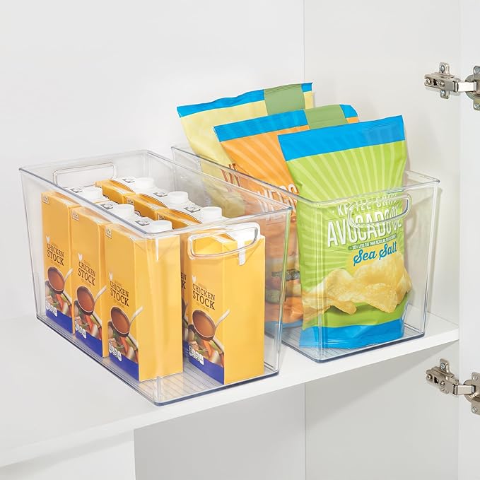 iDesign Pantry Bin with Handles, Clear | Kitchen Storage, For Cabinets, For Pantry, For Fridge