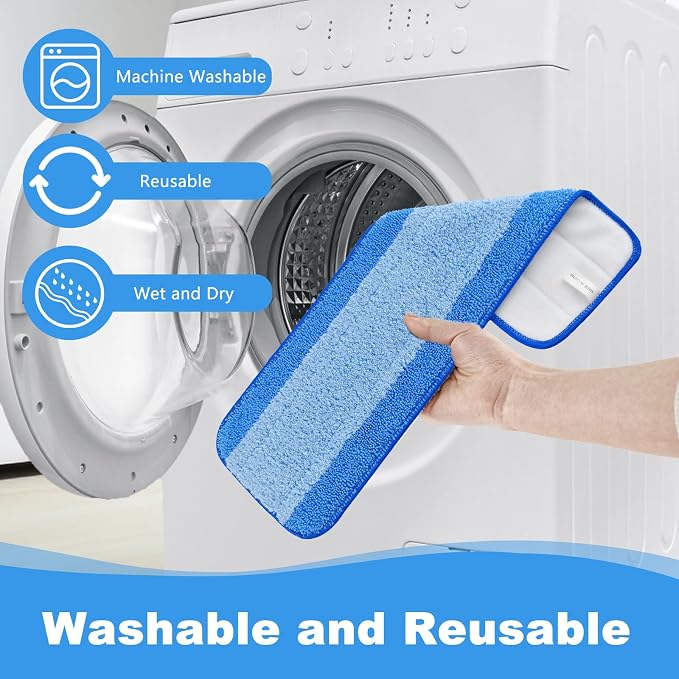 4 Pack Mop Replacement Pads Compatible with Bona Mop,Microfiber Cleaning Pad for Bona,18 Inch Wet & Dry Mop Pads for Hardwood Tile Laminate Floor Cleaning,Reusable & Washable