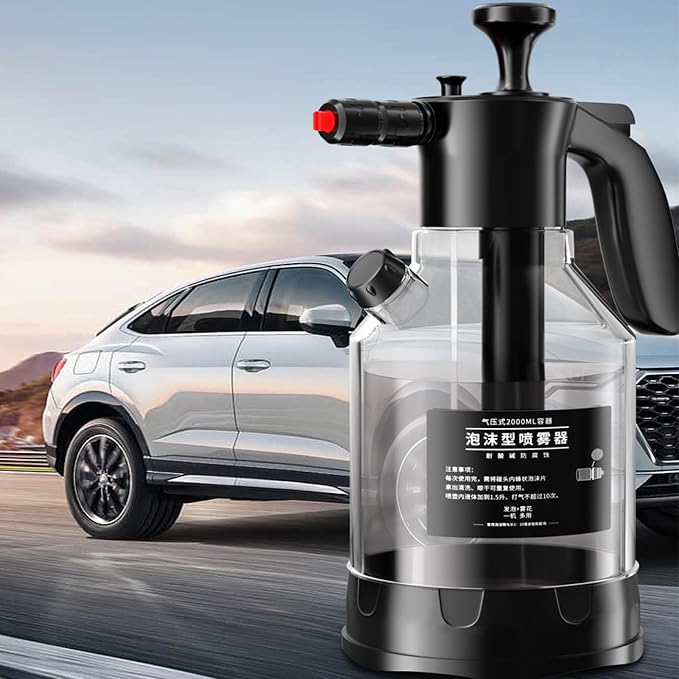 Tyenaza Spray Bottle, 2L Hand Pressurized Spray Bottle, Multifunctional Foaming Pump Sprayer, for Home Wash Car, Water Flowers