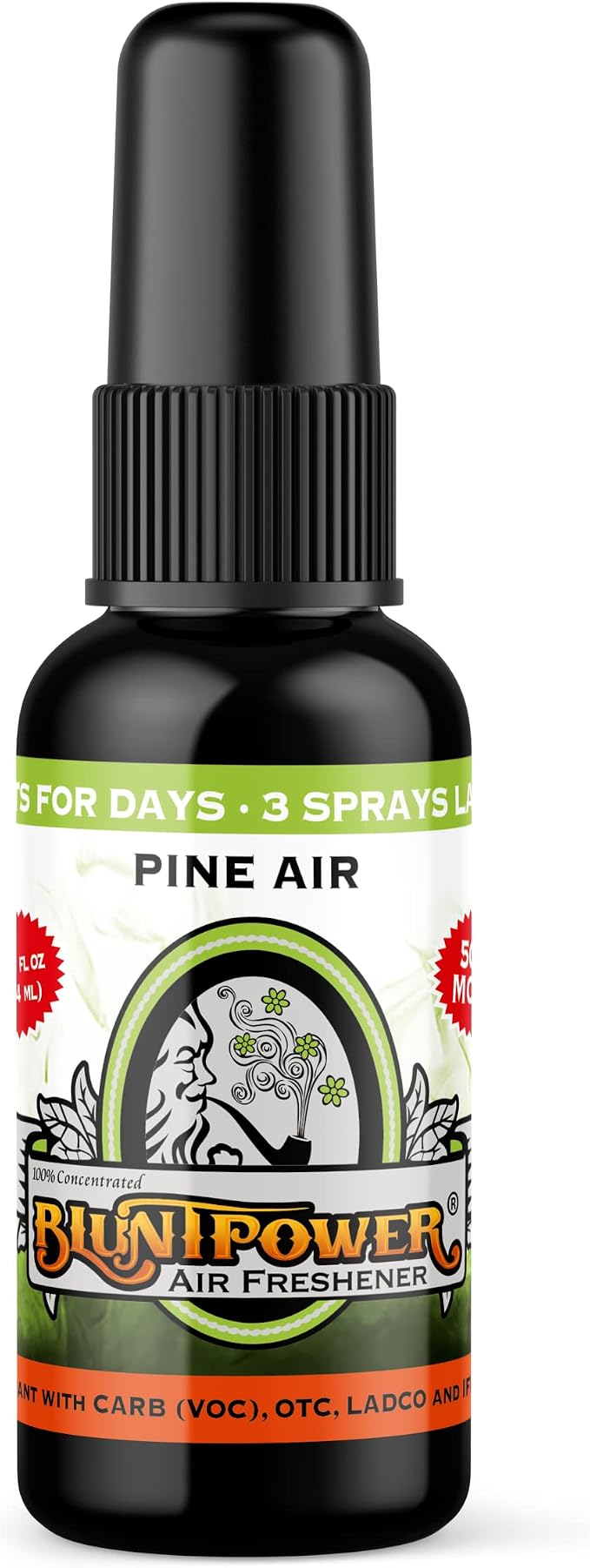 BluntPower (Pine Air, 1 Pack) Concentrated Air Freshener for Room and Car Spray - Oil-Based Diffuser Spray Bottle - Long-Lasting Bathroom Spray, Car Freshener, & Odor Eliminator Spray