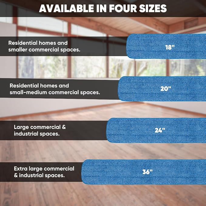 Microfiber Wholesale 18" Microfiber Wet Mop Pads, Bulk Case of 108 – Reusable, Machine-Washable Refills with Hook-and-Loop Backing – Fits Standard 18-Inch Flat Mop – Commercial Mop Pad Replacements