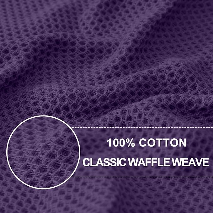 Homaxy 100% Cotton Waffle Weave Kitchen Dish Cloths 24-Pack, Eggplant | 12 x 12 Inches, Ultra Soft Absorbent Dish Towels, Quick Drying Dish Rags with Hanging Loop