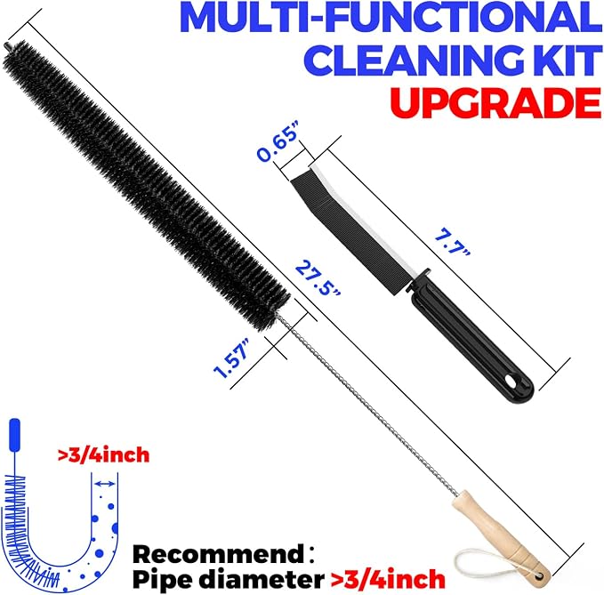 Holikme Dryer Vent Cleaner Kit, 2 Pcs Replacement Lint Brush for Vent Trap | Dryer Vent Cleaning Kit with Crevice Tool - Deep Lint Brush for Dryer Trap & Filter, Flexible Nylon Bristles