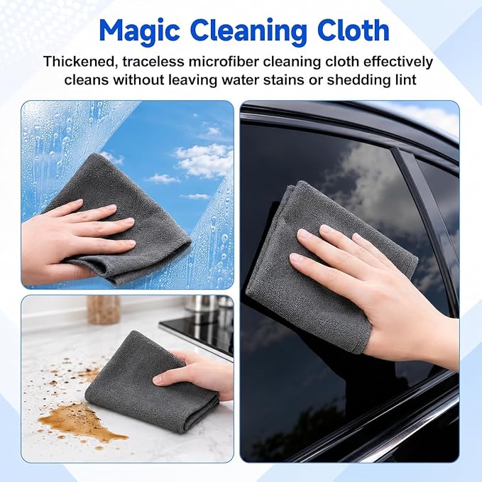 5 Pcs Magic Cleaning Cloths, Microfiber Cleaning Cloths, Thickened Streak-Free Microfiber Towels Cleaning Cloth for Glass, Window, Kitchen, Stainless Steel, Cars, Reusable (20x30cm)