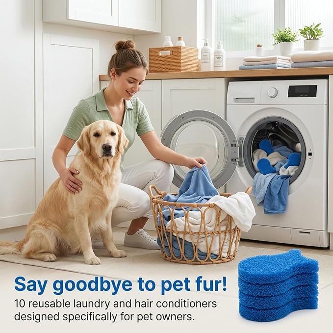 8 Pcs Pet Hair Remover for Laundry, Dog & Cat Hair Remover Tool, Reusable Pet Hairs Catcher,Effectively Removes Fur,Lint and Dander from Clothing and Bedding,Safe for Washing Machines and Dryers