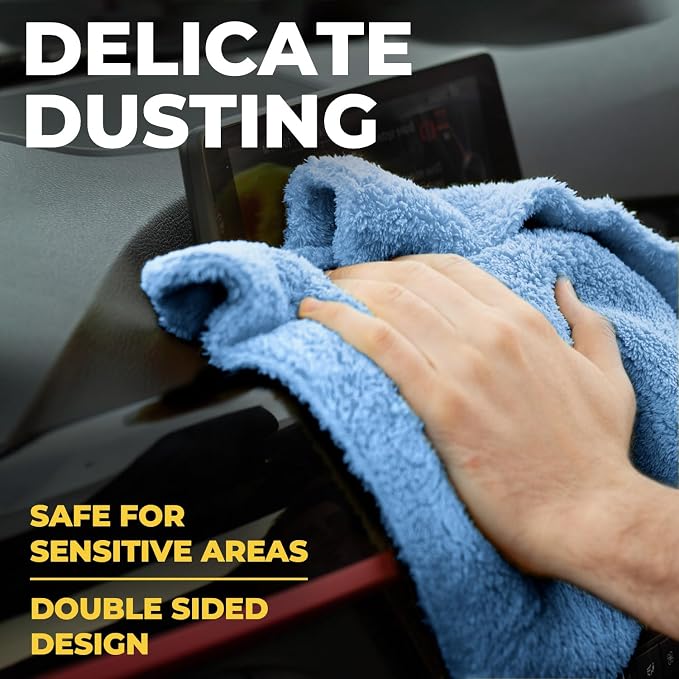 Edgeless Microfiber Car Towels – 6pk(12”x12”) – Soft & Scratch-Free Towels | 540 GSM - Great for Drying, Detailing, Polishing, Buffing - Ultra Absorbent Microfiber Cleaning Cloths for Car