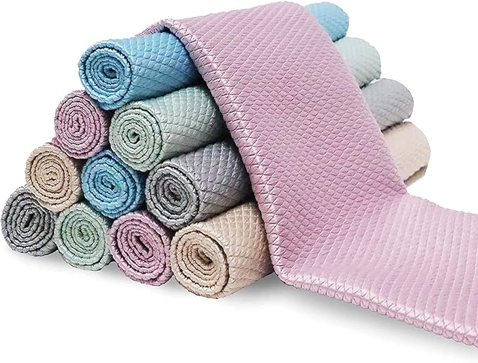 Kitchen Towels, 20 Pack Ultra Soft Reusable Absorbent Streak Free Kitchen Towels and Dishcloths Sets,Washable Quick Drying Micro Fiber Cloth for Dishes,House,Home,Car,Window,Kitchen Cleaning