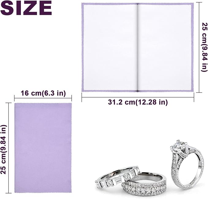 SEVENWELL Silver Polishing Cloth, 2PCS Large Jewelry Cleaning Cloths | Dual-Layer Cleaning, Large 10" × 12", Reusable, Removes Tarnish, Restores Shine, For Sterling Silver, Gold & Platinum