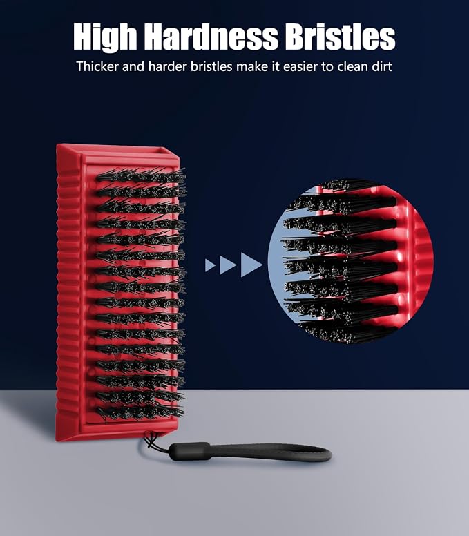 Larbois Nail Brush for Cleaning Fingernails, 2Pack Heavy Duty Nail Brushes Remove Dirt and Paint Fingernail Brush Deep Cleaning Mechanical Nail Scrub Brush Two-Sided with Hanging Rope, （Red）